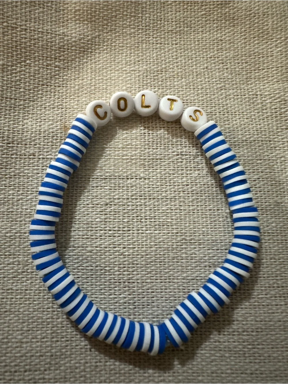 Blue Beaded Bracelet with Gold Heart Accent -